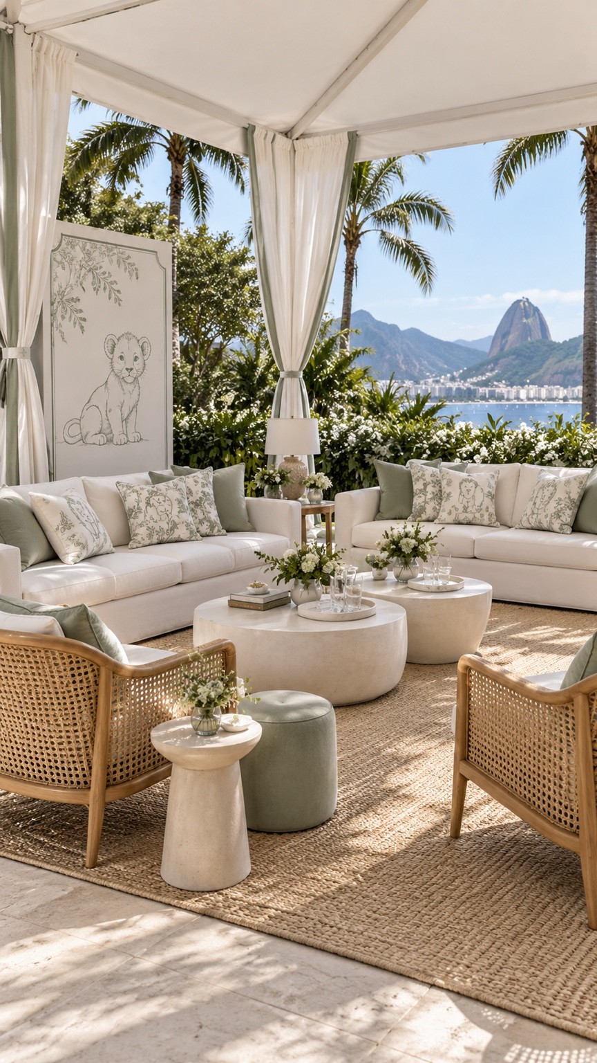 Lounge com detalhes de leão